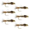 The Fly Fishing Place Tungsten Bead Head Nymph Fly Fishing Flies - Gold Ribbed Hare's Ear Trout Fly - Nymph Wet Fly - 6 Flies Hook Size 18 view 1
