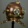 Antique Full Copper & Brass Diving Helmet US Navy Mark V Deep Sea Marine Divers Helmet Scuba SEA view 3