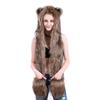 Faux Fur Animal Hat Plush Warm 3-in-1 Hat Scarf Gloves Set Winter Hood Cap for Halloween Xmas Cosplay Party view 1