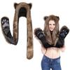 Faux Fur Animal Hat Plush Warm 3-in-1 Hat Scarf Gloves Set Winter Hood Cap for Halloween Xmas Cosplay Party view 3