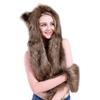 Faux Fur Animal Hat Plush Warm 3-in-1 Hat Scarf Gloves Set Winter Hood Cap for Halloween Xmas Cosplay Party view 4
