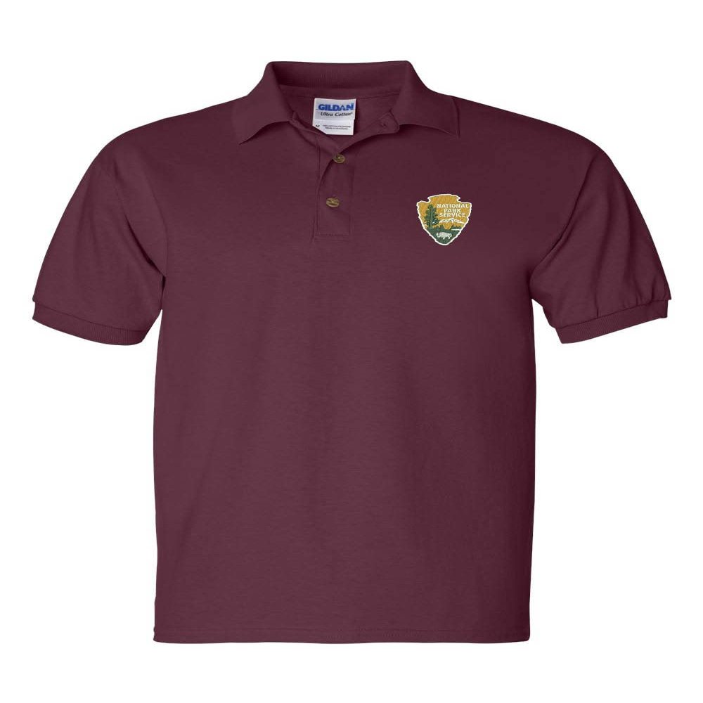 ALLNTRENDS National Park Service Men's Polo T Shirt Embroidered U.S. National Park Service Shirt (S, Maroon)