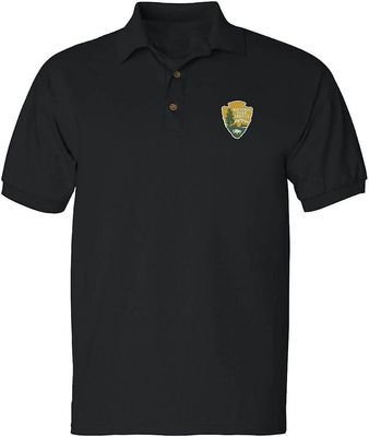 ALLNTRENDS National Park Service Men's Polo T Shirt Embroidered U.S. National Park Service Shirt (XL, Black)