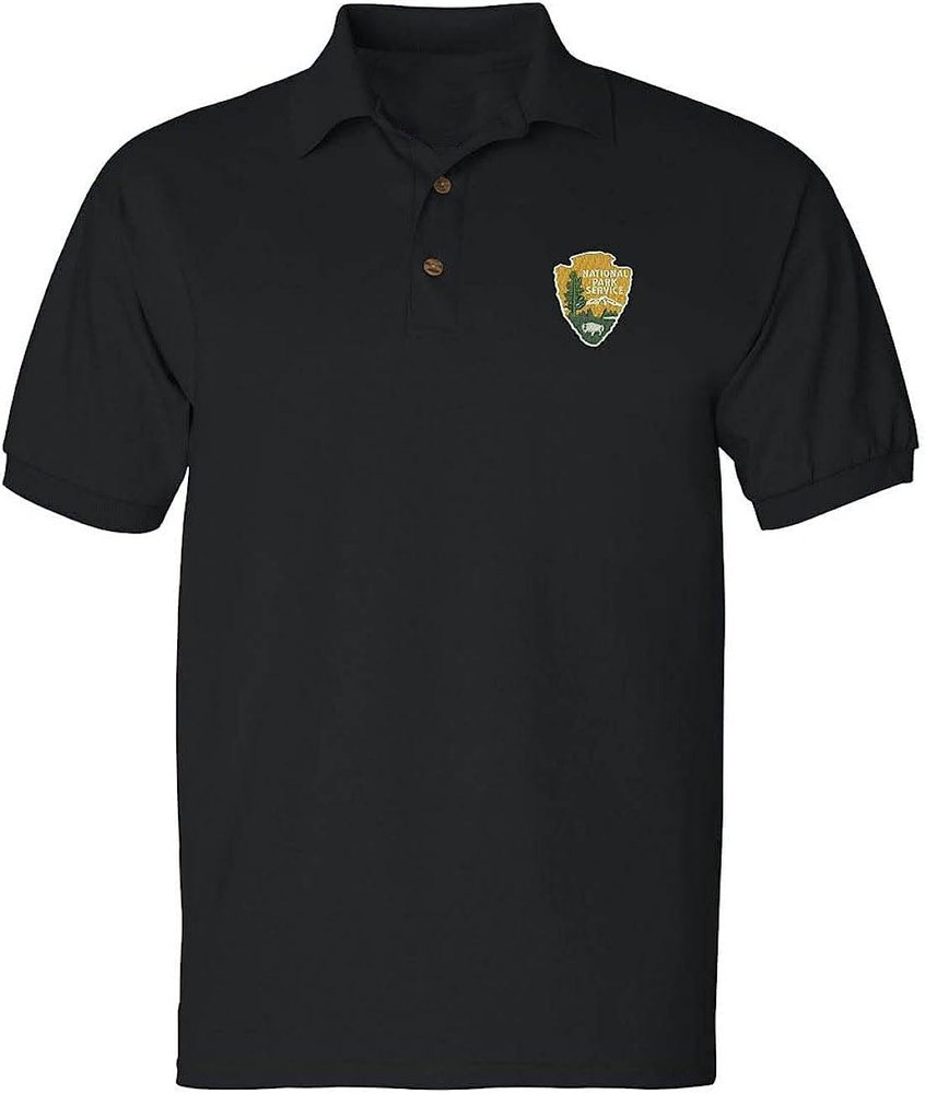 ALLNTRENDS National Park Service Men's Polo T Shirt Embroidered U.S. National Park Service Shirt (XL, Black)