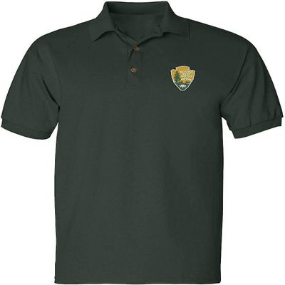 ALLNTRENDS National Park Service Men's Polo T Shirt Embroidered U.S. National Park Service Shirt (2XL, Forest Green)