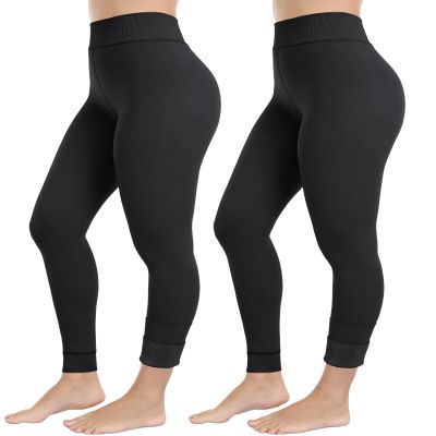 ZLLW Winter Warm Fleece Lined Leggings for Women, High Waisted Thick Thermal Velvet Tights 2-Black(L)