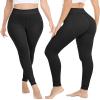 ZLLW Winter Warm Fleece Lined Leggings for Women, High Waisted Thick Thermal Velvet Tights 2-Black(L) view 2