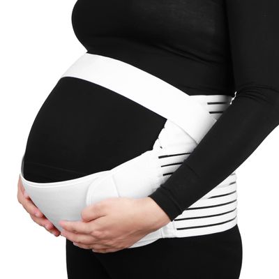 S.G Inc Maternity Belly Bands for Pregnant Women Adjustable Belly Band for Pelvic & Back Pain  Ideal Pregnancy Belt for All Stages of Gestation  Pregnancy Must Haves for To Be Moms (White, Large)
