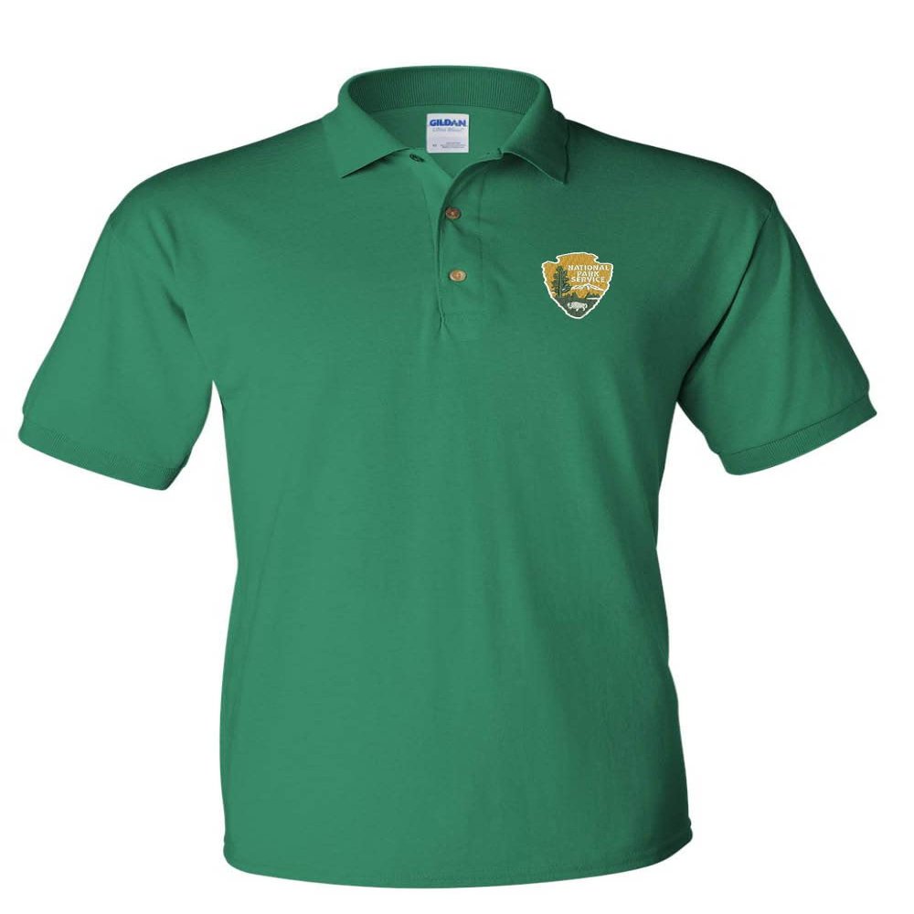 ALLNTRENDS National Park Service Men's Polo T Shirt Embroidered U.S. National Park Service Shirt (L, Irish Green)