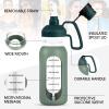 Aqulea 64 Oz Glass Water Bottle  Leakproof Borosilicate Glass with Straw & Silicone Sleeve, BPA & Lead-Free Pregnancy Water Bottle Tracker, Water Jug with Time Marker for Gym & Travel (Olive) view 3