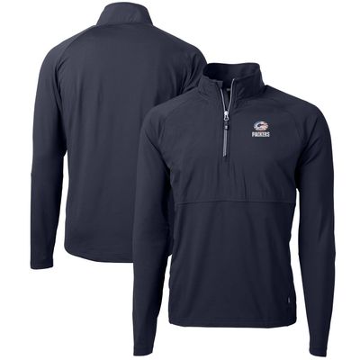 Cutter & Buck Men's Navy Green Bay Packers Adapt Eco Knit Hybrid Recycled Quarter-Zip Pullover Top