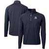 Cutter & Buck Men's Navy Green Bay Packers Adapt Eco Knit Hybrid Recycled Quarter-Zip Pullover Top view 1
