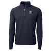 Cutter & Buck Men's Navy Green Bay Packers Adapt Eco Knit Hybrid Recycled Quarter-Zip Pullover Top view 2