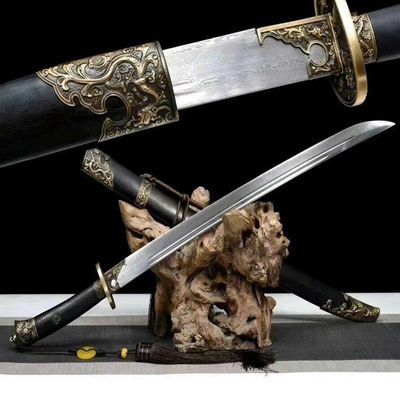ZPGP Chinese DAO Handmade Damascus FOLD Steel Sword Rosewood Scabbard