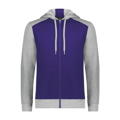 Augusta Sportswear Three-Season Fleece Full Zip Hoodie Purple/Grey Heather XL