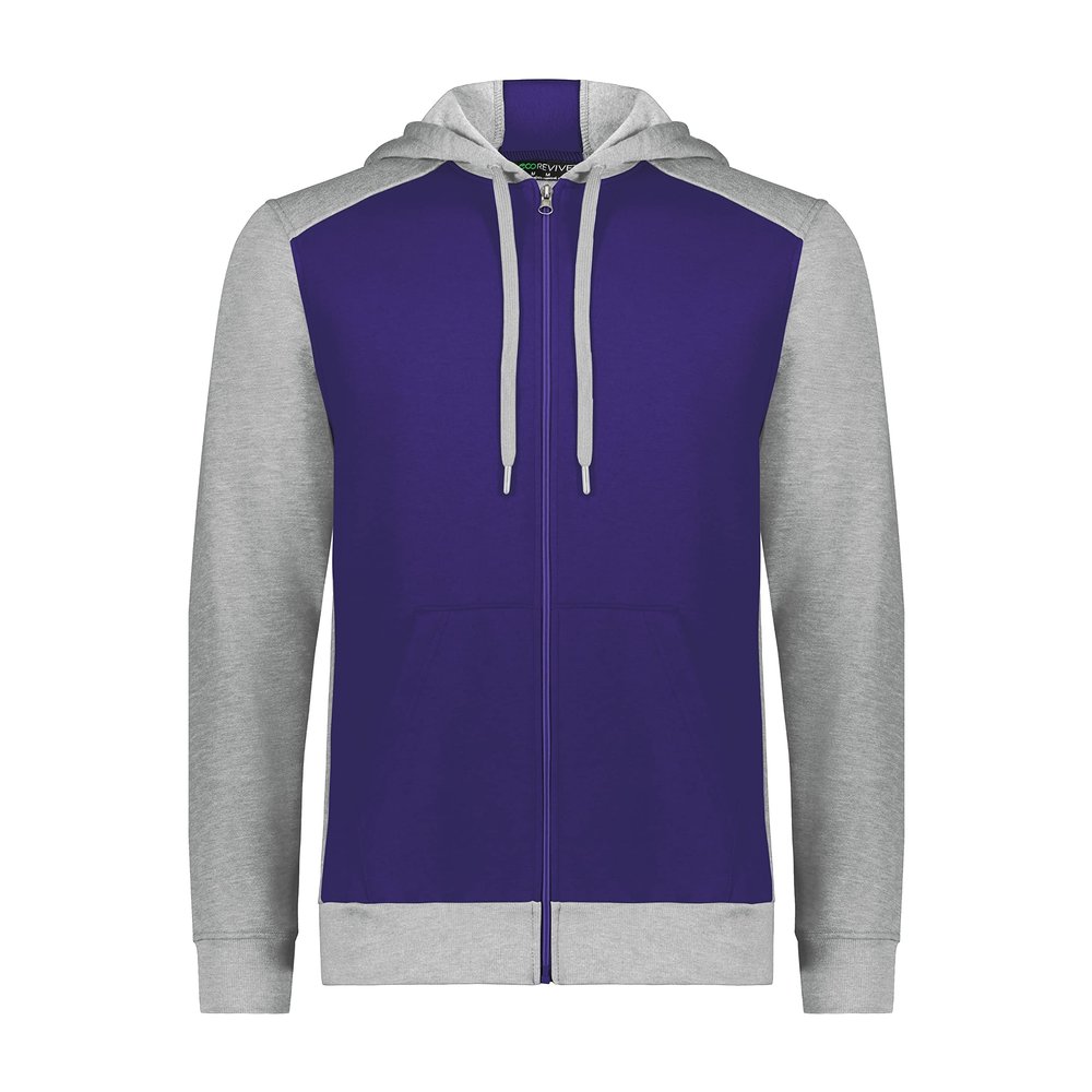 Augusta Sportswear Three-Season Fleece Full Zip Hoodie Purple/Grey Heather XL