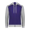 Augusta Sportswear Three-Season Fleece Full Zip Hoodie Purple/Grey Heather XL view 1