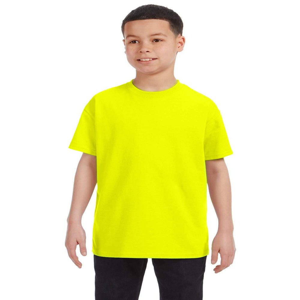 Apparel Globe Boys Heavy Cotton Seamless Neck T-Shirt, Safety Green, Medium