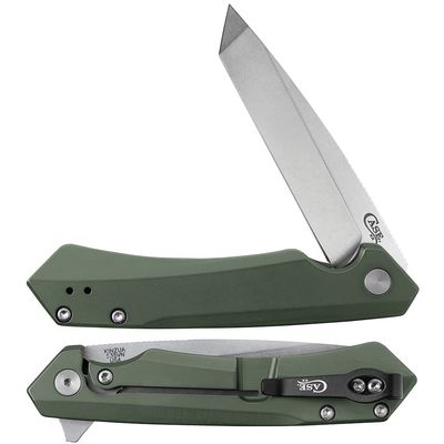 Case XX WR Pocket Knife Kinzua EDC, S35VN Tanto Blade, OD Green Anodized Aluminum Handle W/Clip #64671 (KINZUA) 4 3/4" Inches Closed
