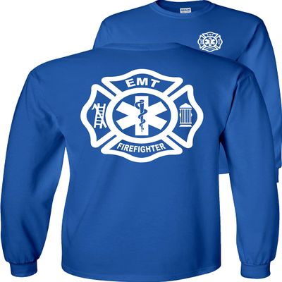 FAIR GAME Firefighter EMT Long Sleeve Shirt Fire/EMT-Royal-2x