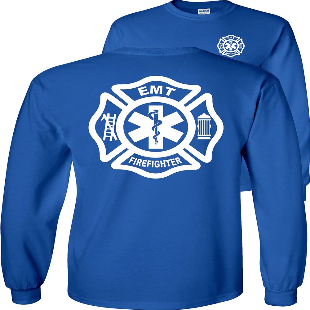 FAIR GAME Firefighter EMT Long Sleeve Shirt Fire/EMT-Royal-2x