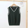 Agoky Unisex Kids Boys Girls V-Neck Knitted Sweater Vest Sleeveless Spring Vest Coat Students Uniform School Wear Waistcoat Dark Green 2-3 Years view 2