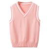 Agoky Unisex Kids Boys Girls V-Neck Knitted Sweater Vest Sleeveless Spring Vest Coat Students Uniform School Wear Waistcoat Pink 11-12 Years view 1