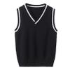 Agoky Unisex Kids Boys Girls V-Neck Knitted Sweater Vest Sleeveless Spring Vest Coat Students Uniform School Wear Waistcoat Navy Blue 9-10 Years view 1