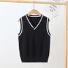 Agoky Unisex Kids Boys Girls V-Neck Knitted Sweater Vest Sleeveless Spring Vest Coat Students Uniform School Wear Waistcoat Navy Blue 9-10 Years view 2