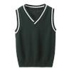 Agoky Unisex Kids Boys Girls V-Neck Knitted Sweater Vest Sleeveless Spring Vest Coat Students Uniform School Wear Waistcoat Dark Green 5-6 Years view 1