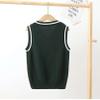 Agoky Unisex Kids Boys Girls V-Neck Knitted Sweater Vest Sleeveless Spring Vest Coat Students Uniform School Wear Waistcoat Dark Green 5-6 Years view 3