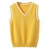 Agoky Unisex Kids Boys Girls V-Neck Knitted Sweater Vest Sleeveless Spring Vest Coat Students Uniform School Wear Waistcoat Yellow 11-12 Years view 1