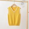 Agoky Unisex Kids Boys Girls V-Neck Knitted Sweater Vest Sleeveless Spring Vest Coat Students Uniform School Wear Waistcoat Yellow 11-12 Years view 2