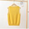 Agoky Unisex Kids Boys Girls V-Neck Knitted Sweater Vest Sleeveless Spring Vest Coat Students Uniform School Wear Waistcoat Yellow 11-12 Years view 3