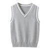 Agoky Unisex Kids Boys Girls V-Neck Knitted Sweater Vest Sleeveless Spring Vest Coat Students Uniform School Wear Waistcoat Grey 9-10 Years view 1