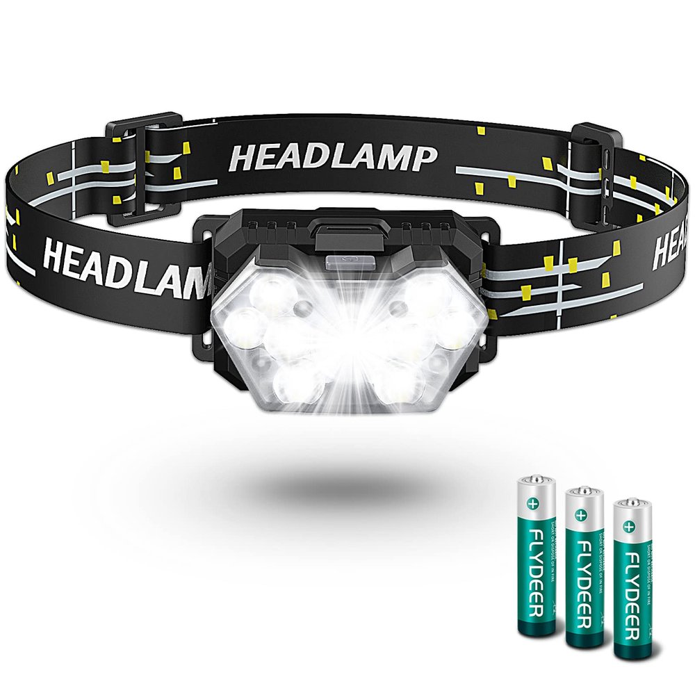 Eirnvop 2000 Lumen 9 LED Headlamp, Ultra Bright Head Lamp with 6 Modes, Lightweight Head with Adjustable Strap, IPX5 Waterproof Headlight Great for Camping Hiking, 3 AAA Batteries Included