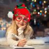 Dolkoic Christmas Elf Knitted Hat for Kids Xmas Baby Beanie Knit Hat and Christmas Glasses for Xmas Holiday Party for Children(1-6 Years) Green view 2