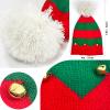 Dolkoic Christmas Elf Knitted Hat for Kids Xmas Baby Beanie Knit Hat and Christmas Glasses for Xmas Holiday Party for Children(1-6 Years) Green view 3