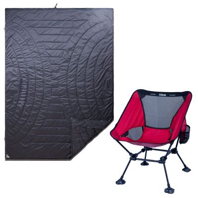 iClimb 1 3M Thinsulate Insulation Warm Blanket and 1 Anti-Sinking Large Feet Chair Bundle, Ultralight Compact for Solo Adult Outdoor Backpacking Hiking Camping Beach Concert