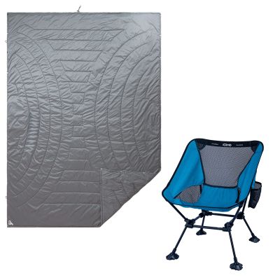 iClimb 1 3M Thinsulate Insulation Warm Blanket and 1 Anti-Sinking Large Feet Chair Bundle, Ultralight Compact for Single Adult Outdoor Backpacking Hiking Camping Beach Concert
