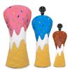 Golf Wood Head Covers Driver Cover 3 Wood Headcover Hybrid Head Covers Embroidery Ice Cream Design Golf Club Headcovers Leather Hand-Made Wood Head Cover view 1