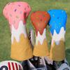 Golf Wood Head Covers Driver Cover 3 Wood Headcover Hybrid Head Covers Embroidery Ice Cream Design Golf Club Headcovers Leather Hand-Made Wood Head Cover view 2