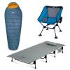 iClimb 1 Anti-Sinking Folding Chair and 1 Super Easy Assemble Cot and 1 3M Thinsulate Insulation Warm Sleeping Bag Bundle, Ultralight Compact for Single Adult Backpacking Camping view 1