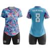 ORKY Women Customize Soccer Jersey, Quick Dry Sublimation Personalize Shirt Short Set, Custom Made Team Match Uniform Camo(Blue/Red 2XS) view 3