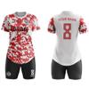 ORKY Women Customize Soccer Jersey, Quick Dry Sublimation Personalize Shirt Short Set, Custom Made Team Match Uniform Camo(White/Red 2XS) view 3