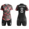 ORKY Women Customize Soccer Jersey, Quick Dry Sublimation Personalize Shirt Short Set, Custom Made Team Match Uniform Camo(Black/Red XS) view 3