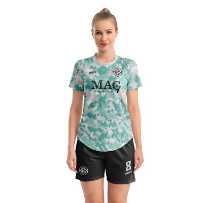 ORKY Women Customize Soccer Jersey, Quick Dry Sublimation Personalize Shirt Short Set, Custom Made Team Match Uniform Camo(White/Green 2XS)