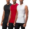 DEVOPS 3 Pack Men's Athletic Compression Mesh Sleeveless Shirts (Large, Black/Red/White) view 1