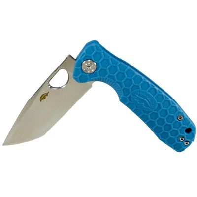 Western Active HB1344 Honey Badger Tanto Small Pocket Knife 2.81" Blade Lightweight 2.57oz Folding Utility EDC Deep Pocket Carry for Outdoor Tactical Survival Camping - Reversible Clip - Small Blue