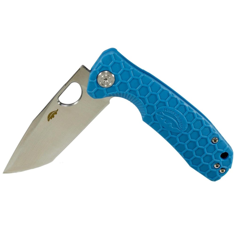 Western Active HB1344 Honey Badger Tanto Small Pocket Knife 2.81" Blade Lightweight 2.57oz Folding Utility EDC Deep Pocket Carry for Outdoor Tactical Survival Camping - Reversible Clip - Small Blue